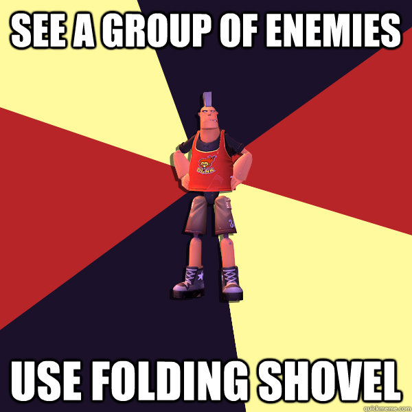 See a group of enemies use folding shovel  MicroVolts