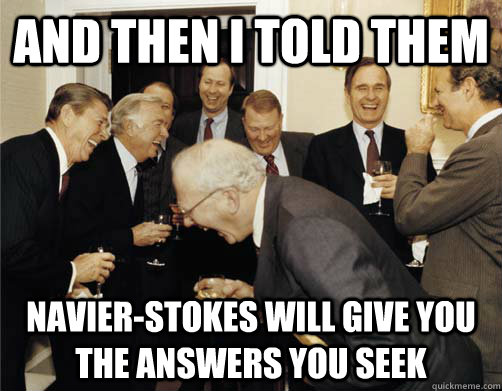 And then I told them Navier-Stokes will give you the answers you seek  And then I told them
