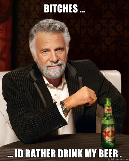 Bitches ... ... id Rather drink my Beer .  The Most Interesting Man In The World