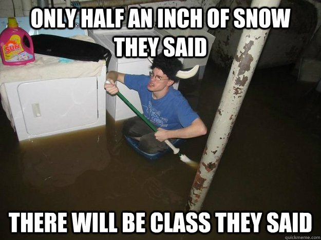 Only half an inch of snow they said There will be class they said  Laundry Room Viking