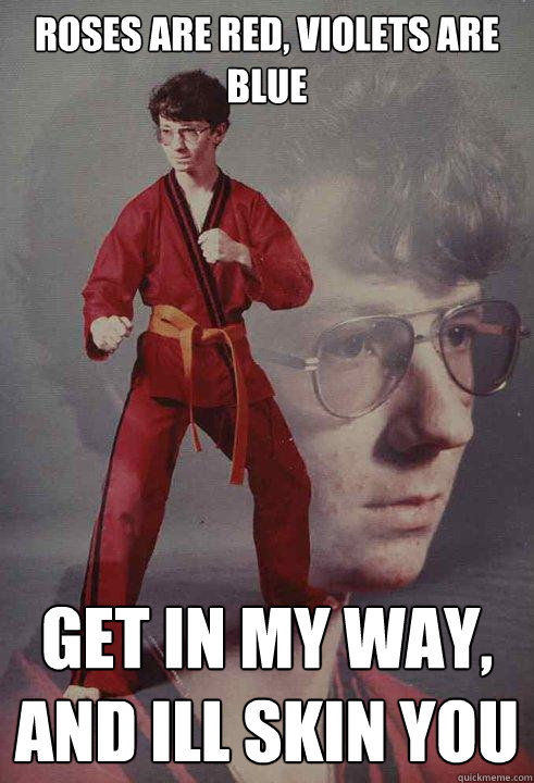 roses are red, violets are blue  get in my way, and ill skin you  Karate Kyle