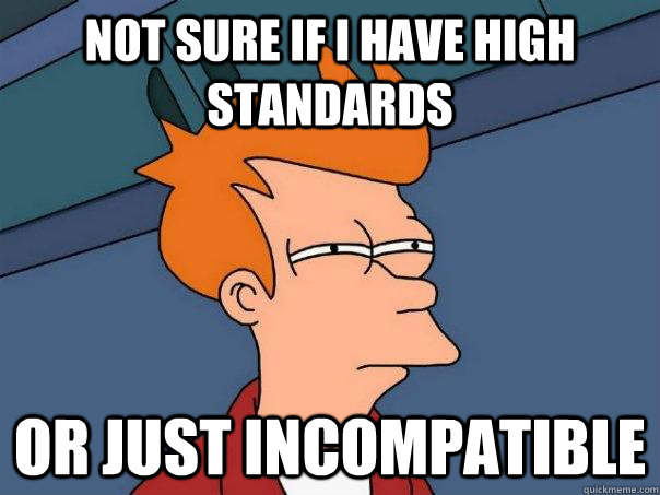Not sure if i have high standards Or just incompatible  Futurama Fry