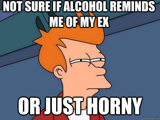 Not sure if Alcohol reminds me of my ex Or just horny  Futurama Fry