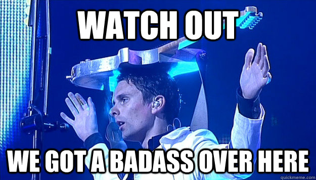Watch out We Got A Badass Over Here  Matthew Bellamy with guitar on head