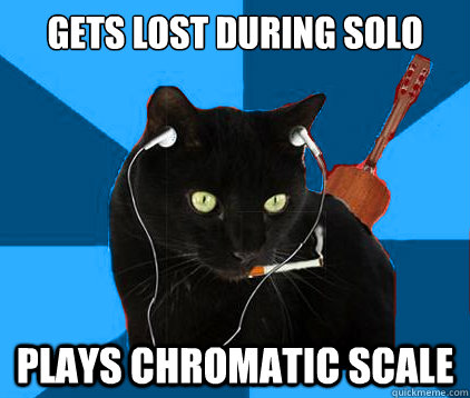 gets lost during solo plays chromatic scale  Socially Awkward Berklee Cat