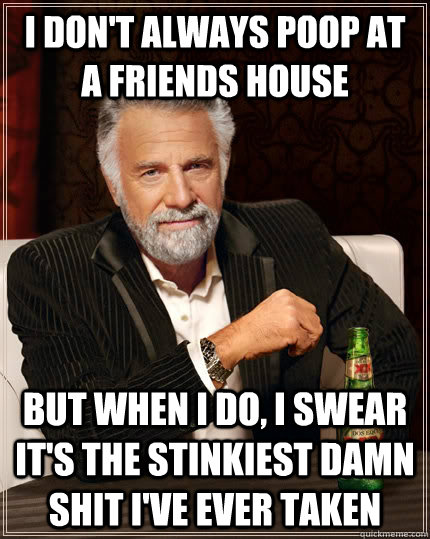 I don't always poop at a friends house but when I do, I swear it's the stinkiest damn shit I've ever taken  The Most Interesting Man In The World