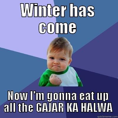WINTER HAS COME NOW I'M GONNA EAT UP ALL THE GAJAR KA HALWA Success Kid