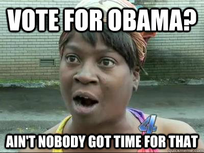 Vote for obama? Ain't Nobody Got Time For That - Vote for obama? Ain't Nobody Got Time For That  No Time Sweet Brown