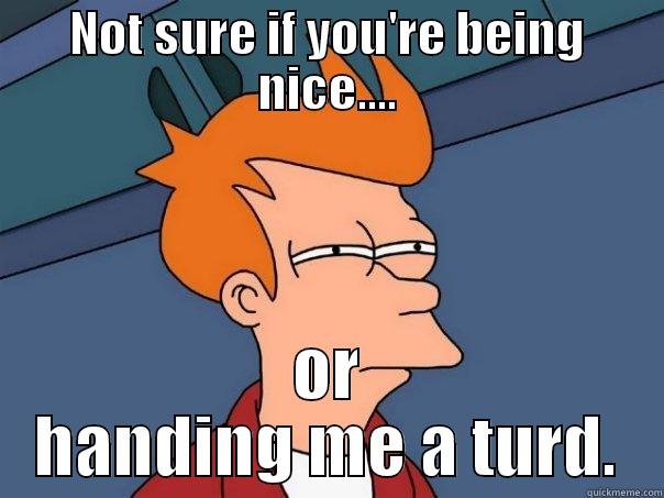 NOT SURE IF YOU'RE BEING NICE.... OR HANDING ME A TURD. Futurama Fry
