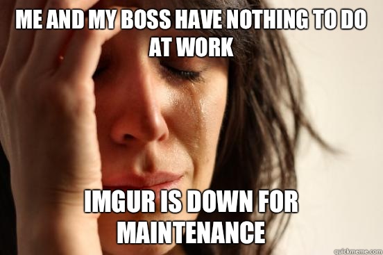 Me and my boss have nothing to do at work Imgur is down for maintenance  First World Problems