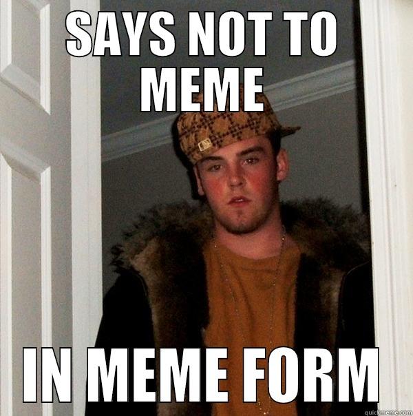 SAYS NOT TO MEME IN MEME FORM Scumbag Steve