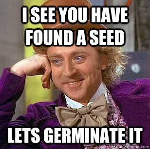 I see you have found a seed lets germinate it  Condescending Wonka