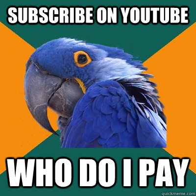 Subscribe on youtube who do i pay  Paranoid Parrot