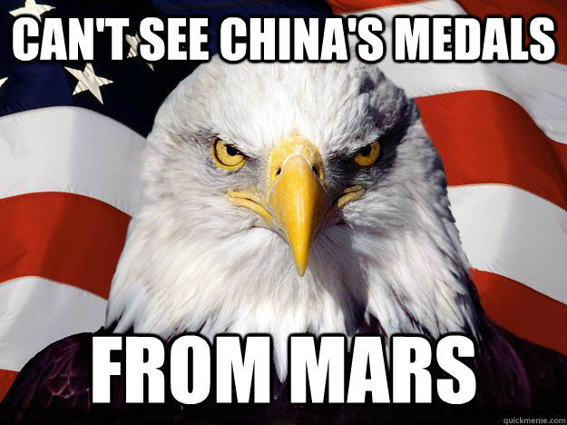 Can't see China's medals FROM MARS  One-up America
