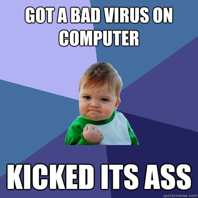 got a bad virus on computer kicked its ass  Success Kid