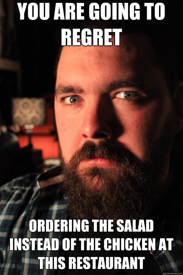You are going to regret ordering the salad instead of the chicken at this restaurant   Dating Site Murderer