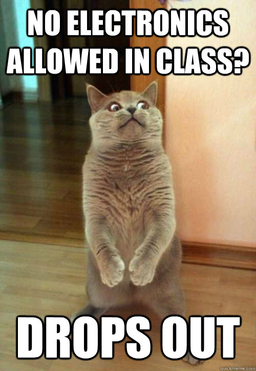 NO ELECTRONICS ALLOWED IN CLASS? DROPS OUT  Horrorcat
