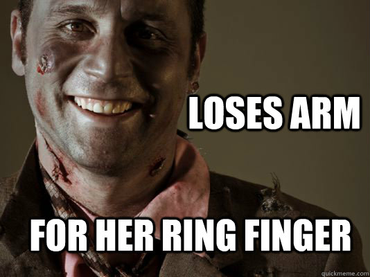 Loses arm For her ring finger - Loses arm For her ring finger  Gentleman Zombie