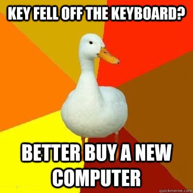 Key fell off the keyboard? Better buy a new computer  Tech Impaired Duck