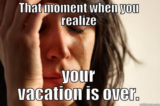 End of vacation woes - THAT MOMENT WHEN YOU REALIZE YOUR VACATION IS OVER. First World Problems
