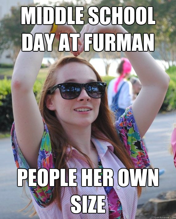 Middle School day at furman people her own size  