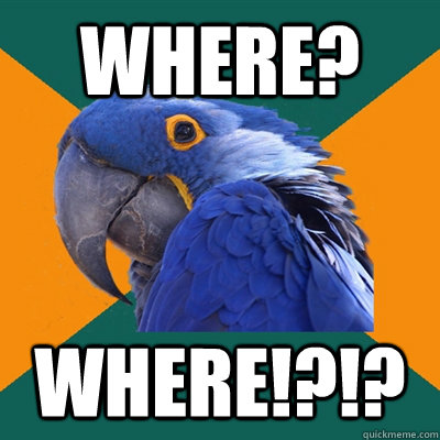 where? where!?!?  Paranoid Parrot