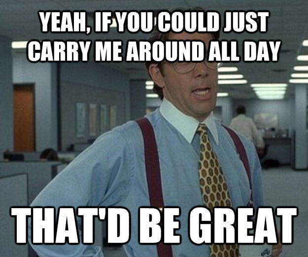 YEAH, IF YOU COULD JUST CARRY ME AROUND ALL DAY THAT'D BE GREAT  that would be great