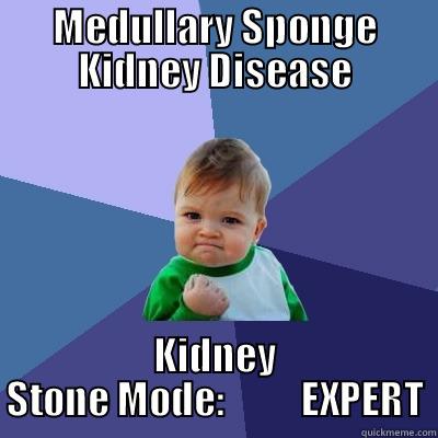 Medullary Sponge Kidney EXPERT - MEDULLARY SPONGE KIDNEY DISEASE KIDNEY STONE MODE:          EXPERT Success Kid