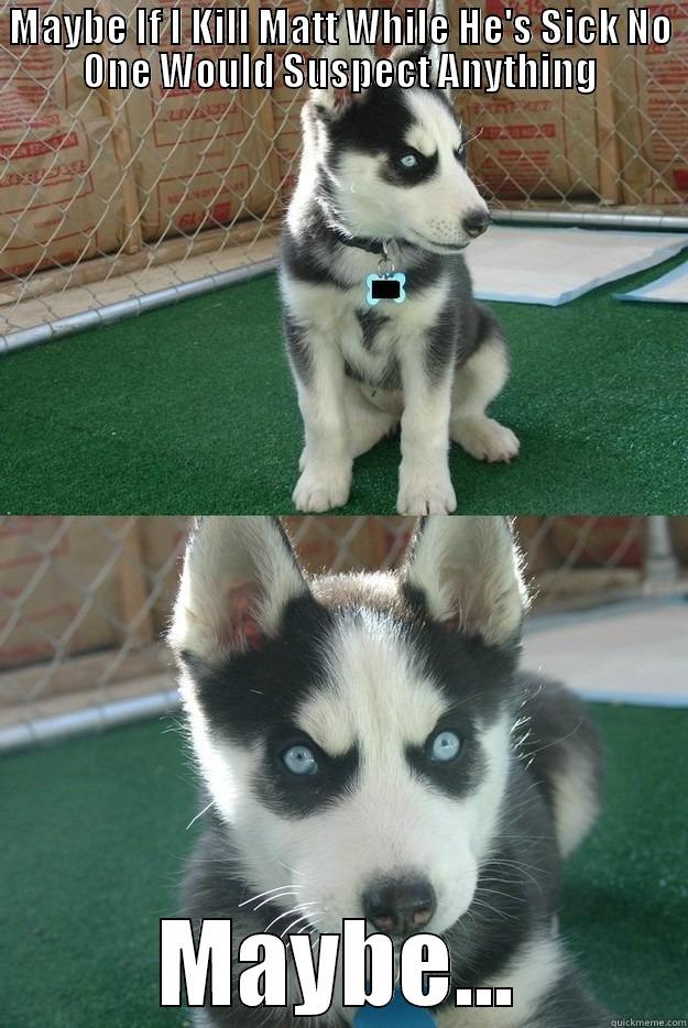 MAYBE IF I KILL MATT WHILE HE'S SICK NO ONE WOULD SUSPECT ANYTHING MAYBE... Insanity puppy