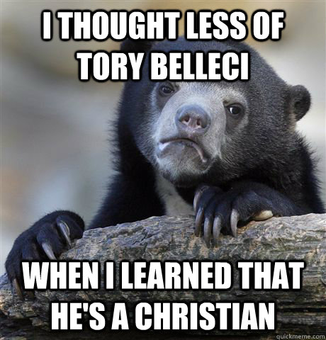 I thought less of Tory Belleci When I learned that he's a Christian  Confession Bear