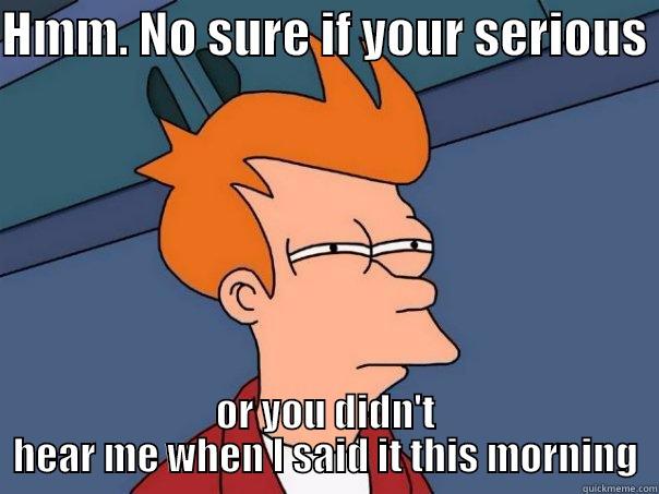 HMM. NO SURE IF YOUR SERIOUS  OR YOU DIDN'T HEAR ME WHEN I SAID IT THIS MORNING Futurama Fry