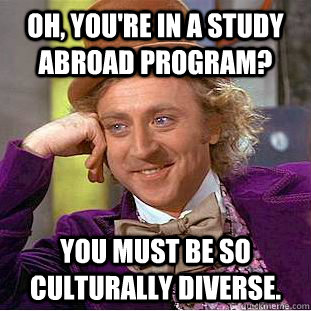 Oh, you're in a study abroad program? You must be so culturally diverse.  Creepy Wonka