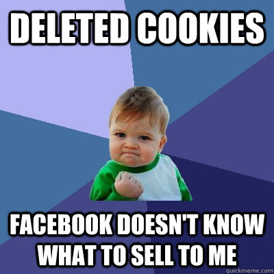 Deleted cookies facebook doesn't know what to sell to me  Success Kid