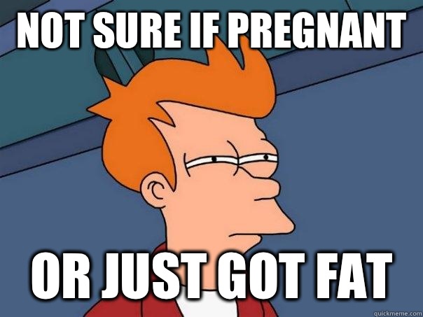 Not sure if pregnant  Or just got fat  Futurama Fry