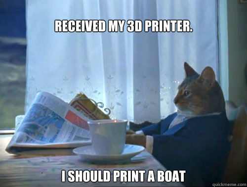 Received my 3d printer. I Should print a boat  120Cat
