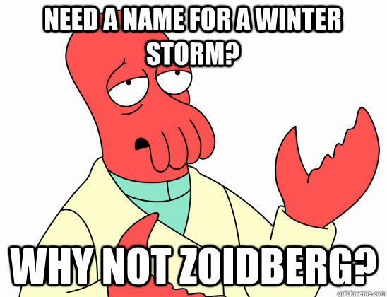 Need a name for a winter storm? why not Zoidberg?  Why Not Zoidberg
