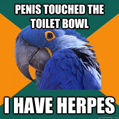 penis touched the toilet bowl i have herpes  Paranoid Parrot