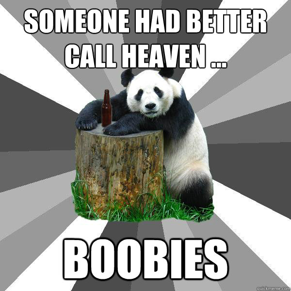SOMEONE HAD BETTER CALL HEAVEN … BOOBIES  Pickup-Line Panda