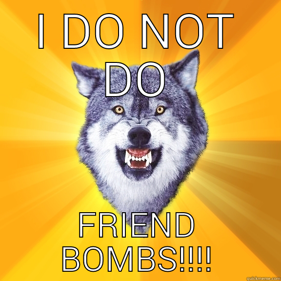 I DO NOT DO FRIEND BOMBS!!!! Courage Wolf