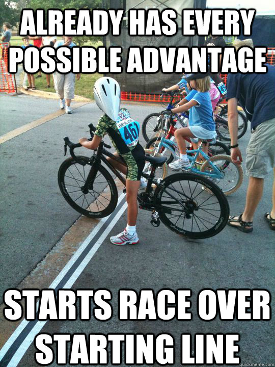 Already has every possible advantage starts race over starting line  Spoiled Rich Kid