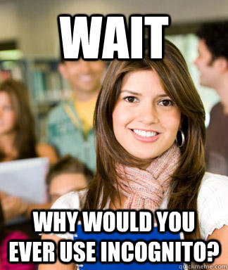 WAIT WHY WOULD YOU EVER USE INCOGNITO?  Sheltered College Freshman