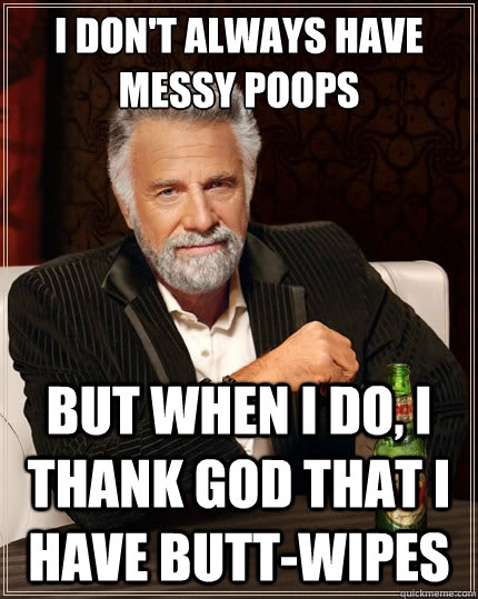 I don't always have messy poops But when i do, i thank god that i have butt-wipes  The Most Interesting Man In The World