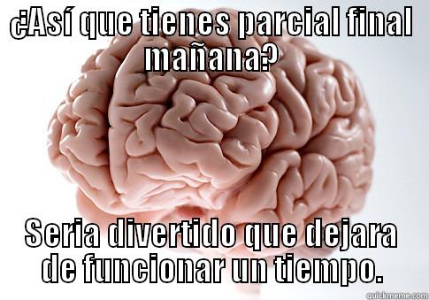 ¿ASÍ QUE TIENES PARCIAL FINAL MAÑANA? SERIA DIVERTIDO QUE DEJARA DE FUNCIONAR UN TIEMPO. Scumbag Brain
