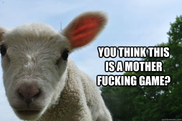 You think this is a mother fucking game?  - You think this is a mother fucking game?   Serious Sheep