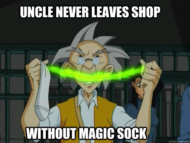 uncle never leaves shop without magic sock - uncle never leaves shop without magic sock  Jackie Chan Adventures