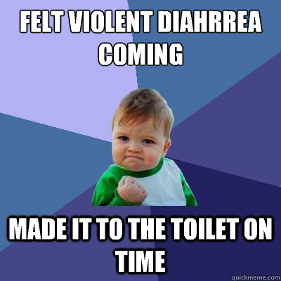 felt violent diahrrea coming made it to the toilet on time  Success Kid