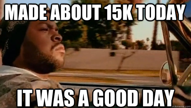 MADE ABOUT 15K TODAY IT WAS A GOOD DAY - MADE ABOUT 15K TODAY IT WAS A GOOD DAY  It was a good day