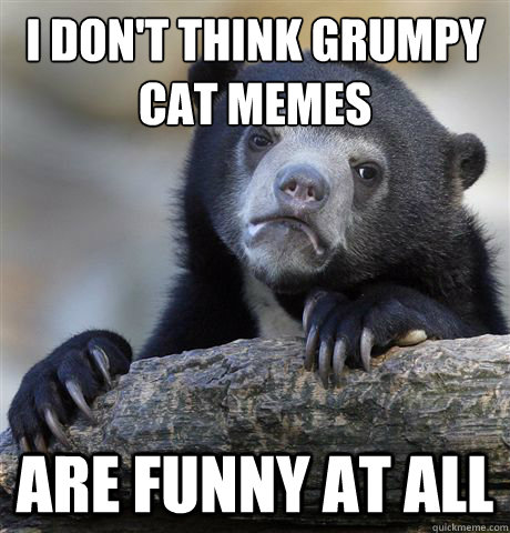 i don't think grumpy cat memes are funny at all  Confession Bear