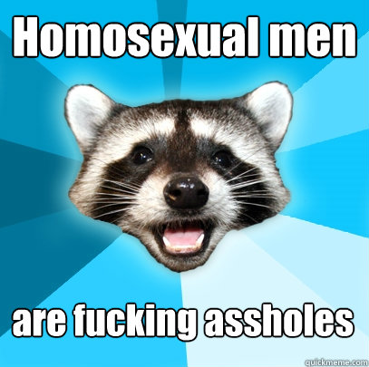 Homosexual men are fucking assholes  Lame Pun Coon