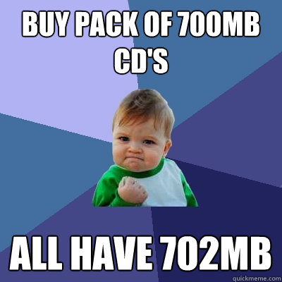 Buy pack of 700MB CD's All have 702MB  Success Kid